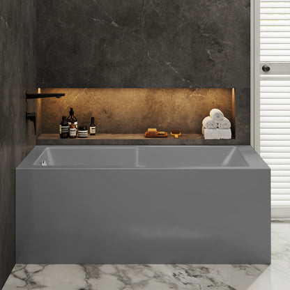 Voltaire 60 x 32 Left Drain Soaking Alcove Corner Apron Bathtub in Glossy Gray