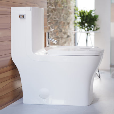 Concorde One-Piece 12" Rough-in 1.28 GPF Left-Hand Flush Square Toilet in Glossy White