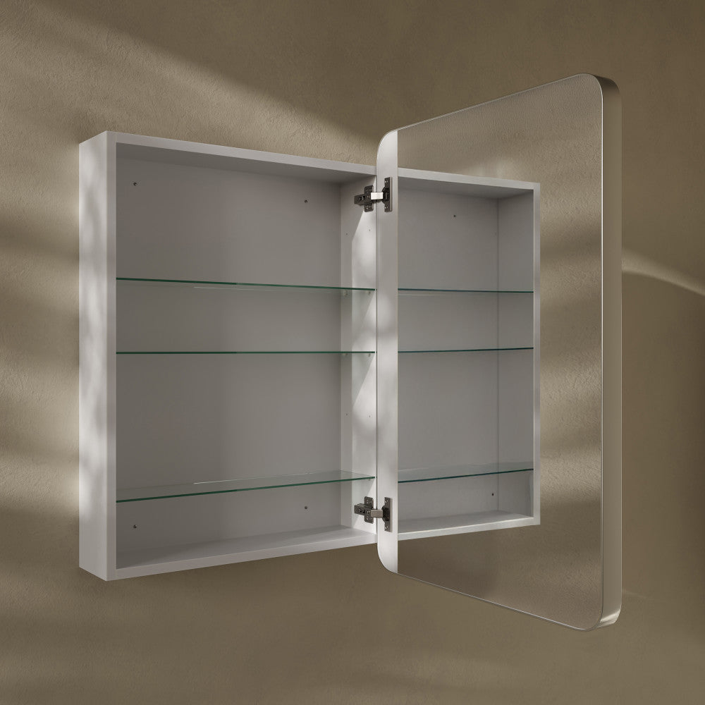 Pierre 20 x 30 Rectangle Recessed/Wall Mount Medicine Cabinet with Mirror in Polished Chrome