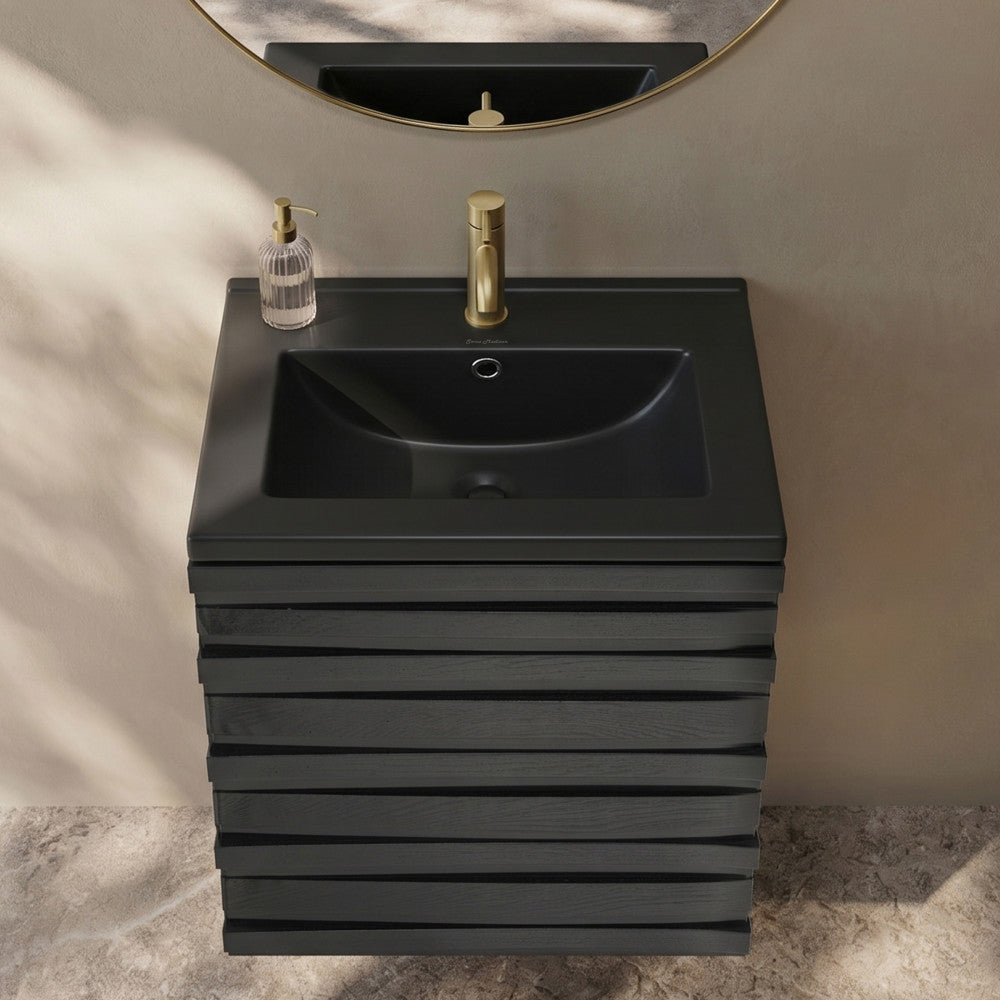18" Ceramic Square Vanity Sink Top in Matte Black