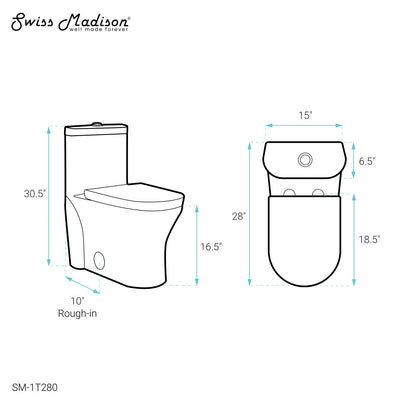 Monaco One-Piece Elongated Toilet Dual Flush 1.1/1.6 gpf with 10" Rough in