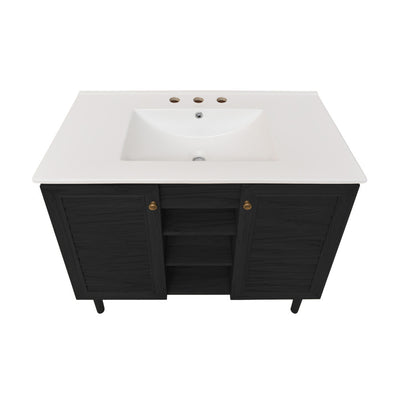 Bron 36" Freestanding Bathroom Vanity in Black Oak with 3-Hole Widespread Sink Top