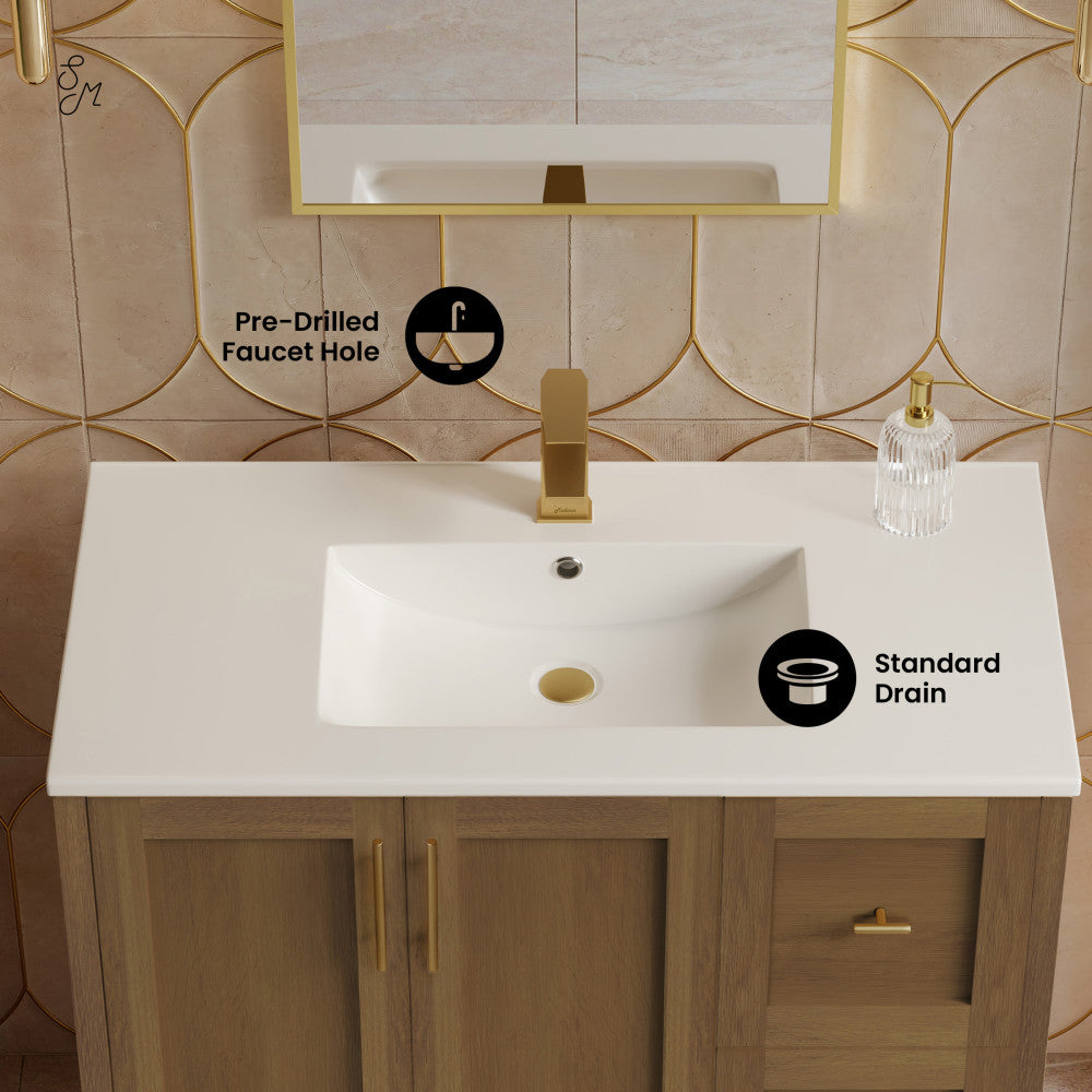 Forme 36" Modular Freestanding Bathroom Vanity with Sink Top in Brown Oak