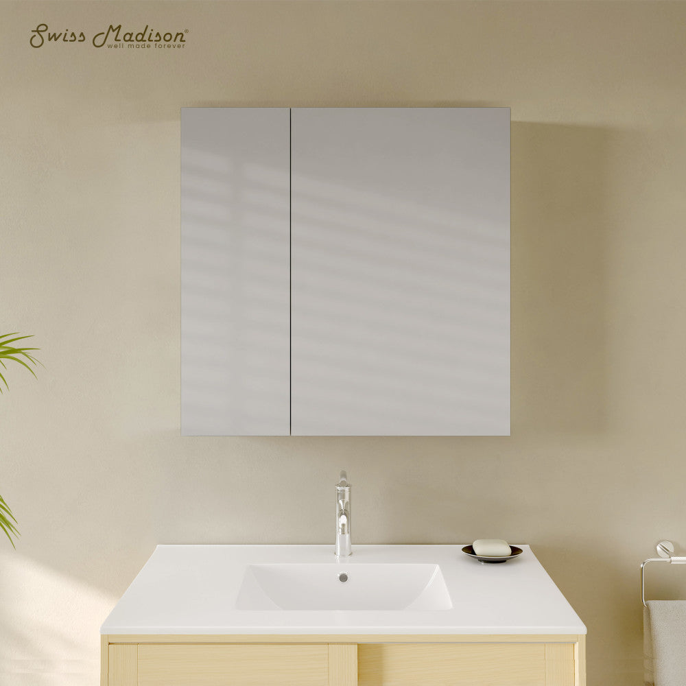 Cache 30 x 30 Rectangle Recessed/Wall Mount Medicine Cabinet with Mirrored Sides