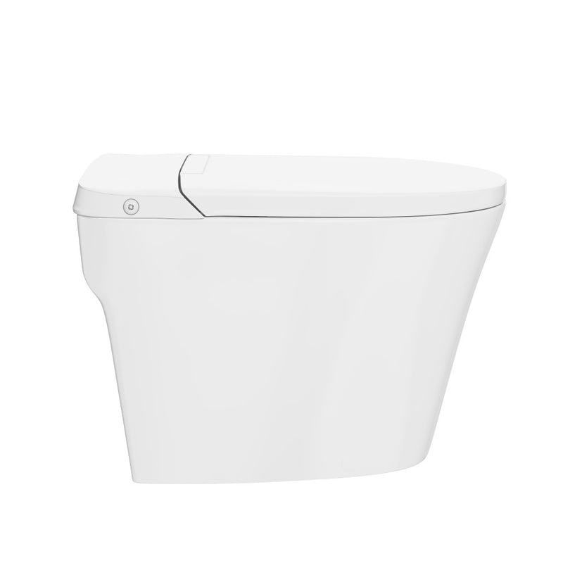 Hugo H Power Flush Tankless Toilet 7" Back Outlet 1 GPF Non-Electric Toilet with Integrated Tank in Glossy White