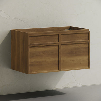 St. Tropez 36" Wall-Mounted Bathroom Vanity Cabinet without Top in Brown Oak