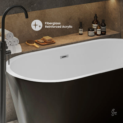 Claire 60" Freestanding Bathtub Matte Black and Matte White