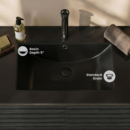 30" Vanity Top Bathroom Sink in Matte Black