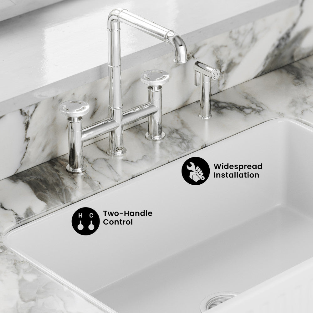 Avallon Pro Widespread Kitchen Faucet with Side Sprayer in Chrome