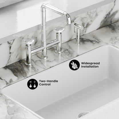 Avallon Pro Widespread Kitchen Faucet with Side Sprayer in Chrome