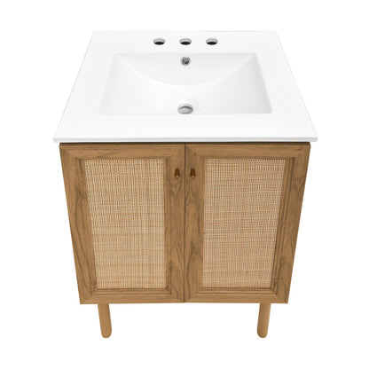 Classe 24" Freestanding Bathroom Vanity in Golden Oak with 3-Hole Centerset Sink Top