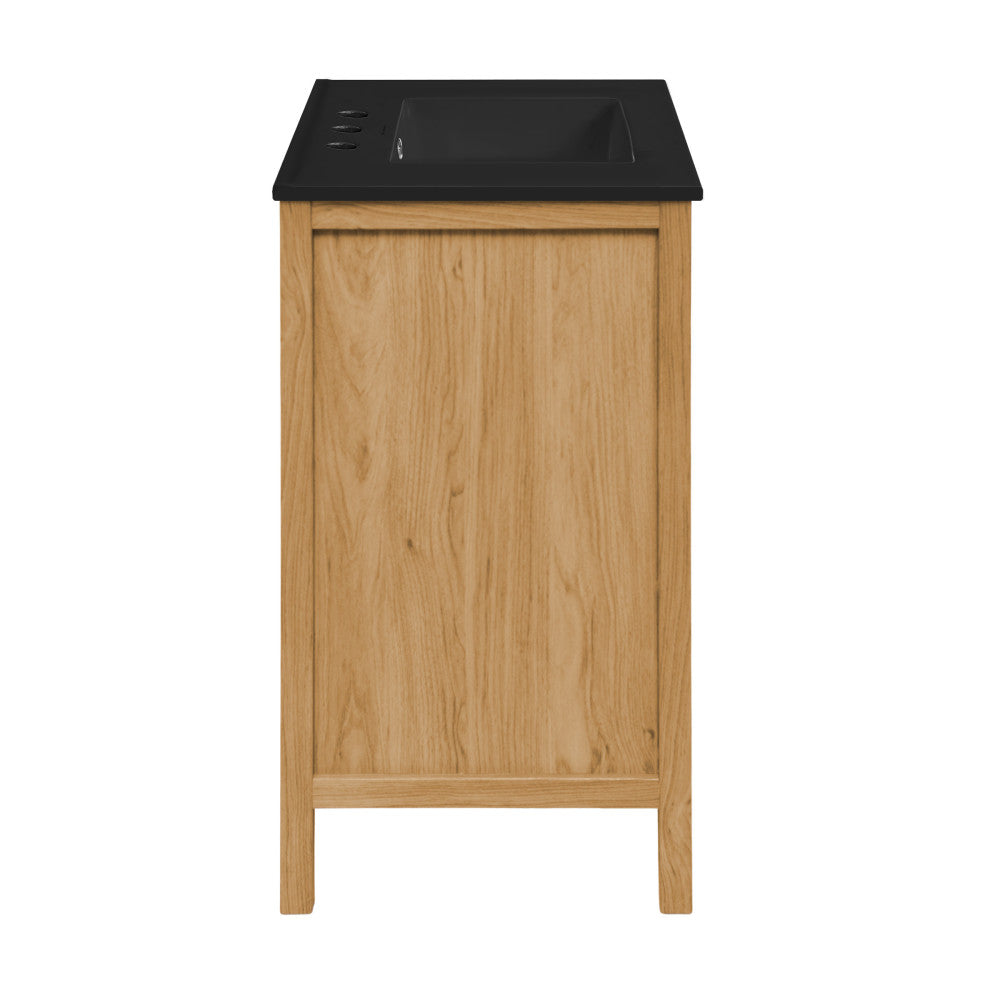 Chateau 36" Freestanding Bathroom Vanity in Golden Oak with Black 3-Hole Widespread Sink Top