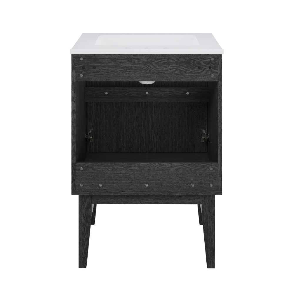 Bosse 24" Freestanding Bathroom Vanity in Black Oak with 3-Hole Centerset Sink Top
