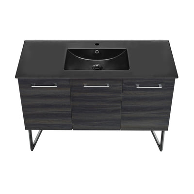 Annecy 48 in. Black Walnut Bathroom Vanity With Black Ceramic Sink Top