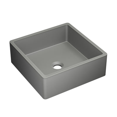 Lisse 15.5" Square Concrete Vessel Bathroom Sink in Dark Grey