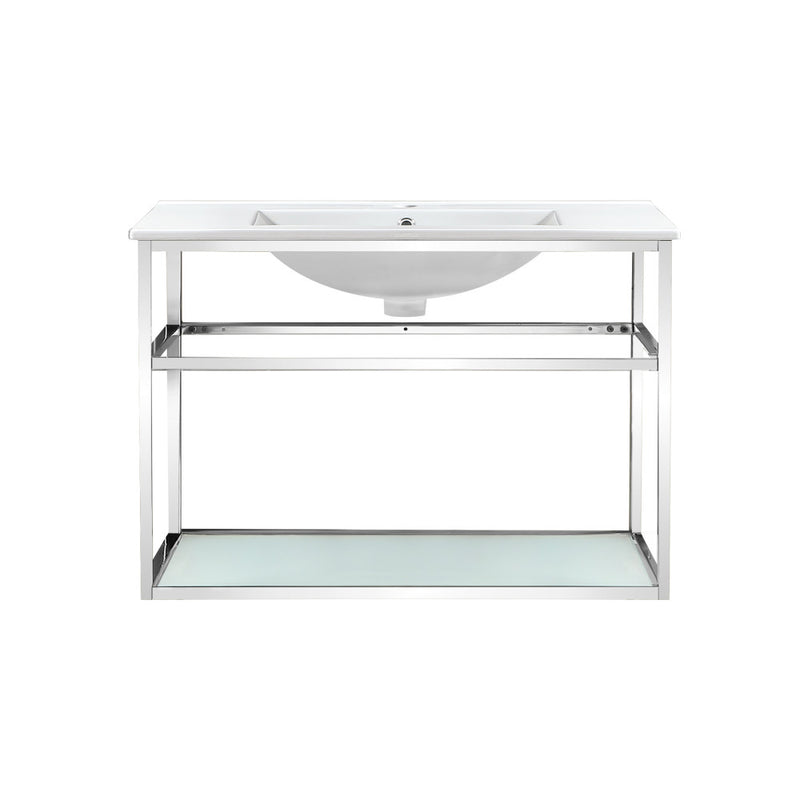 Pierre 30 Single, Open Shelf, Chrome Metal Frame Bathroom Vanity