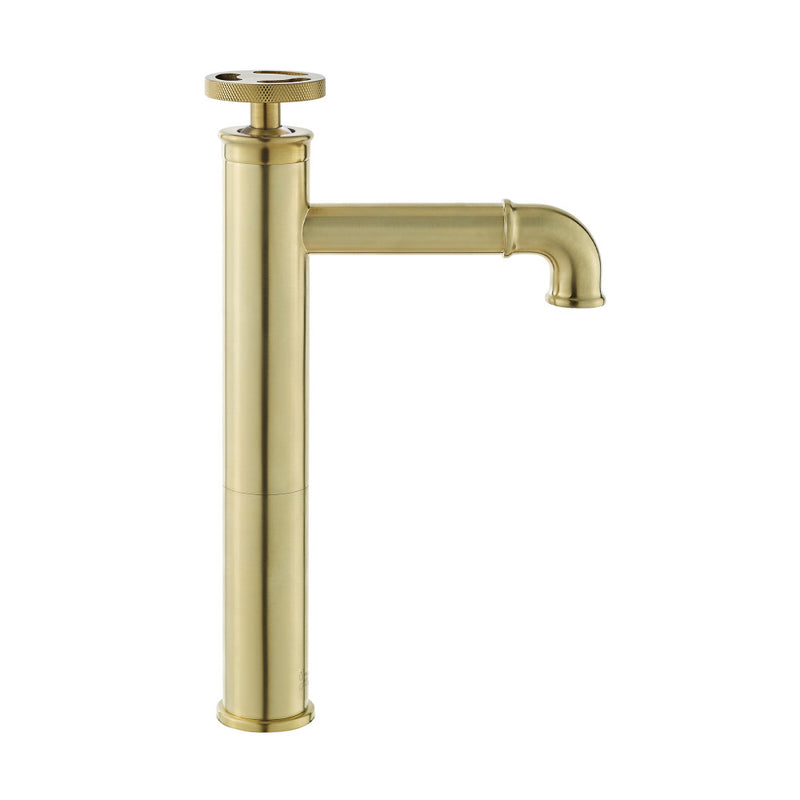 Avallon Single Hole, Single-Handle Wheel, High Arc Bathroom Faucet in Brushed Gold