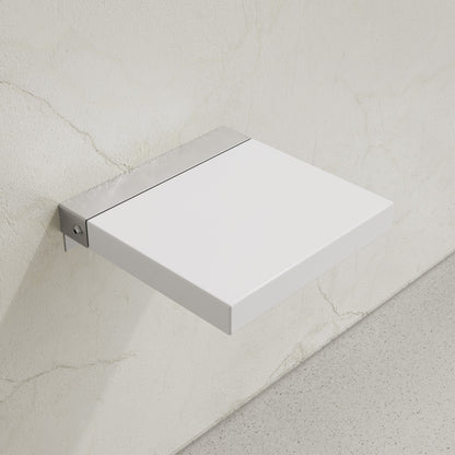 Avenir 14" x 13" Folding Wall-Mounted Shower Seat in Glossy White, PU Leather Padded