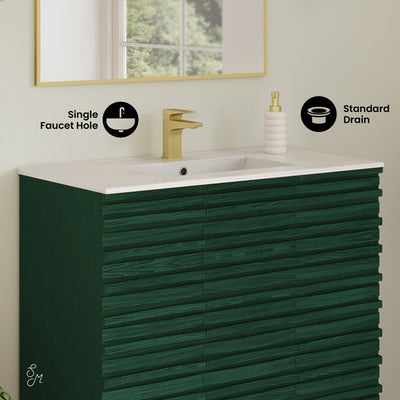 Cascade 36" Freestanding Bathroom Vanity in Green Oak with Sink Top