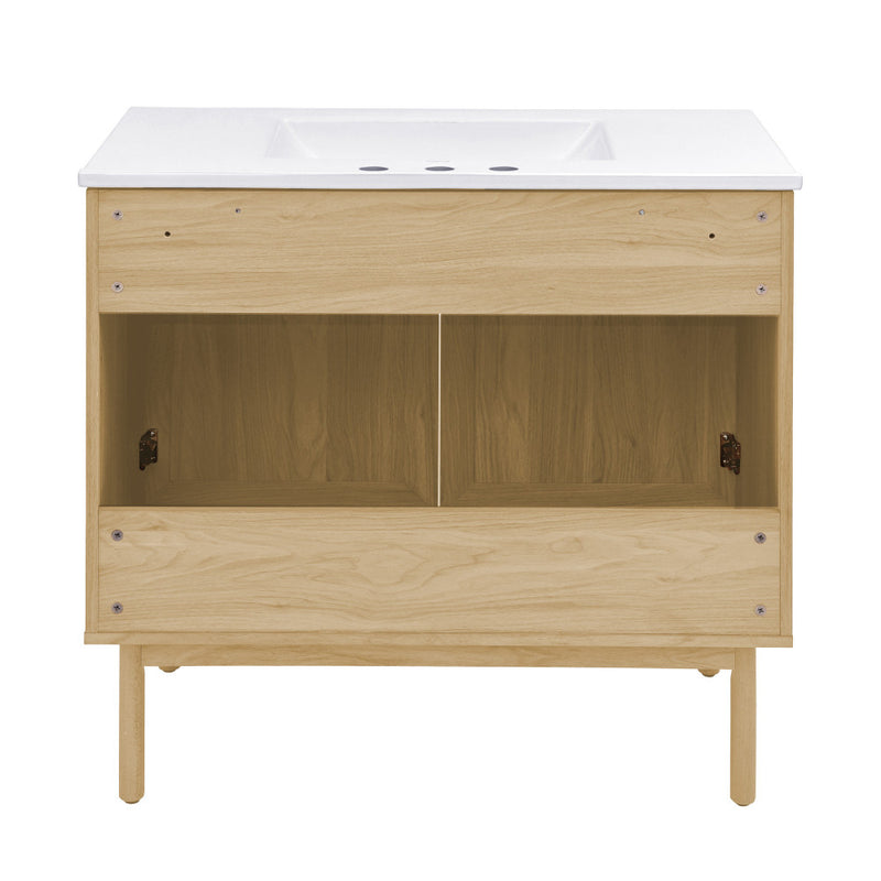 Classe 36" Freestanding Bathroom Vanity in Natural Oak with 3-Hole Widespread Sink Top