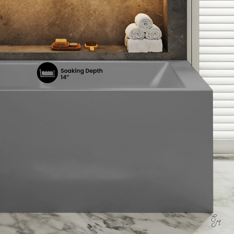 Voltaire 60 x 32 Left Drain Soaking Alcove Corner Apron Bathtub in Glossy Gray