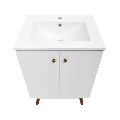 Manoir 24" Freestanding Bathroom Vanity in White with Sink Top