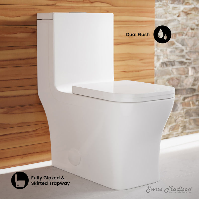 Concorde One Piece Square Toilet Dual Flush 1.1/1.6 gpf with 10" Rough In