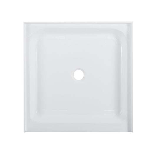 Voltaire 36" x 36" Acrylic White, Single-Threshold, Center Drain, Shower Base