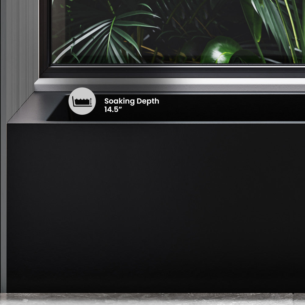 Voltaire 60 x 32 Skirted Right Drain Soaking Apron Bathtub in Matte Black with Integrated Overflow and Armrest, Drain Included