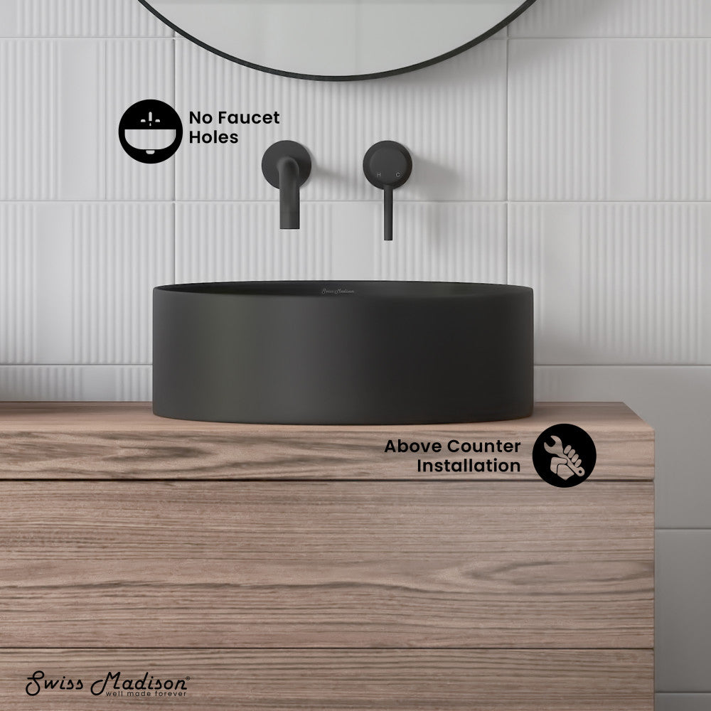 Beau 16.5" Round Vessel Bathroom Sink in Matte Black