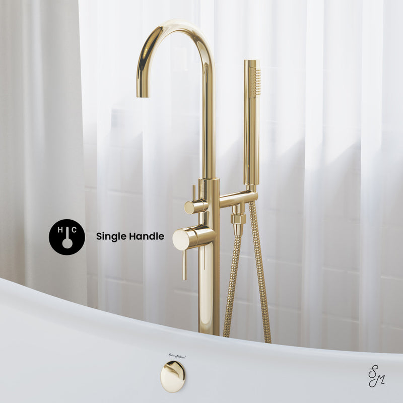 Ivy Freestanding Bathtub Faucet in Brushed Gold