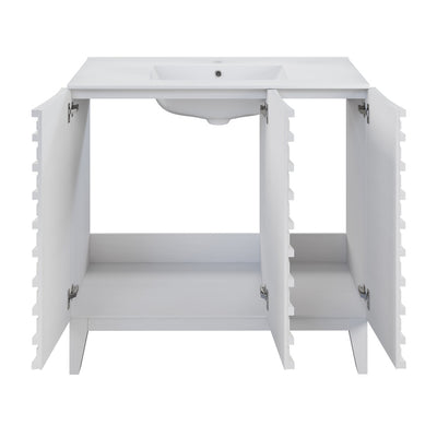 Cascade 36" Freestanding Bathroom Vanity in Natural oak with Sink Top