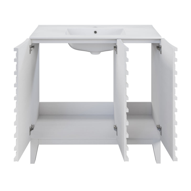 Cascade 36" Freestanding Bathroom Vanity in Natural oak with Sink Top