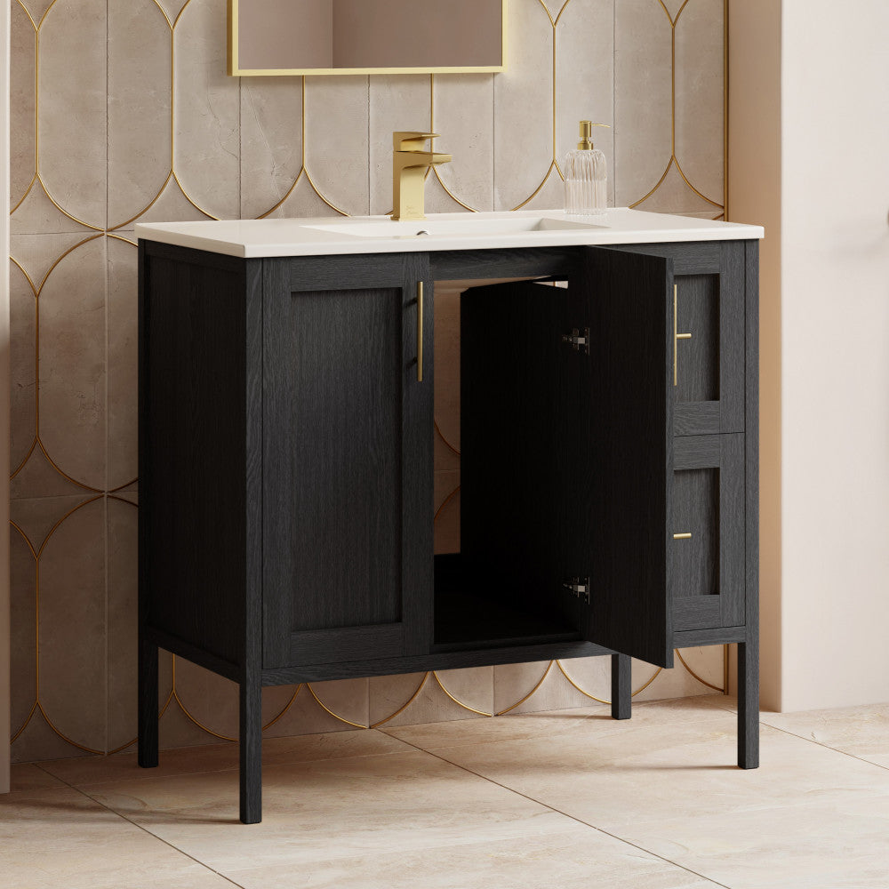 Forme 36" Modular Freestanding Bathroom Vanity with Sink Top in Black Oak