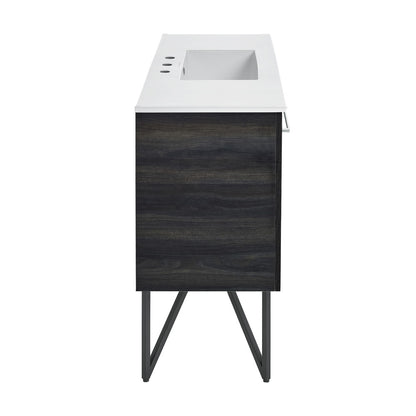 Annecy 48 in. Black Walnut Bathroom Vanity With White, 3-Hole Ceramic Sink Top