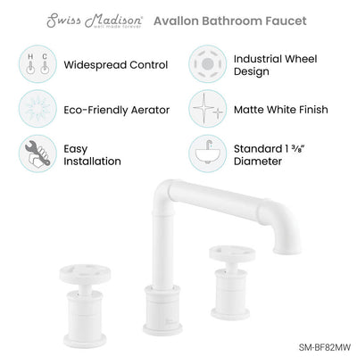 Avallon 8 in. Widespread, 2-Handle Wheel, Bathroom Faucet in Matte White