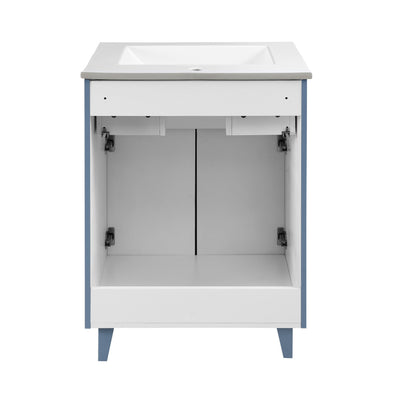 Bernay 24" Freestanding Bathroom Vanity in Blue Heather with Sink Top