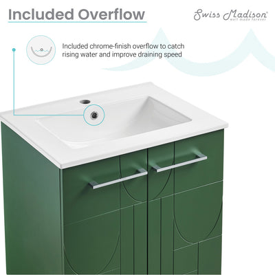 Annecy 24" Freestanding Bathroom Vanity in Atlas Green with Sink Top