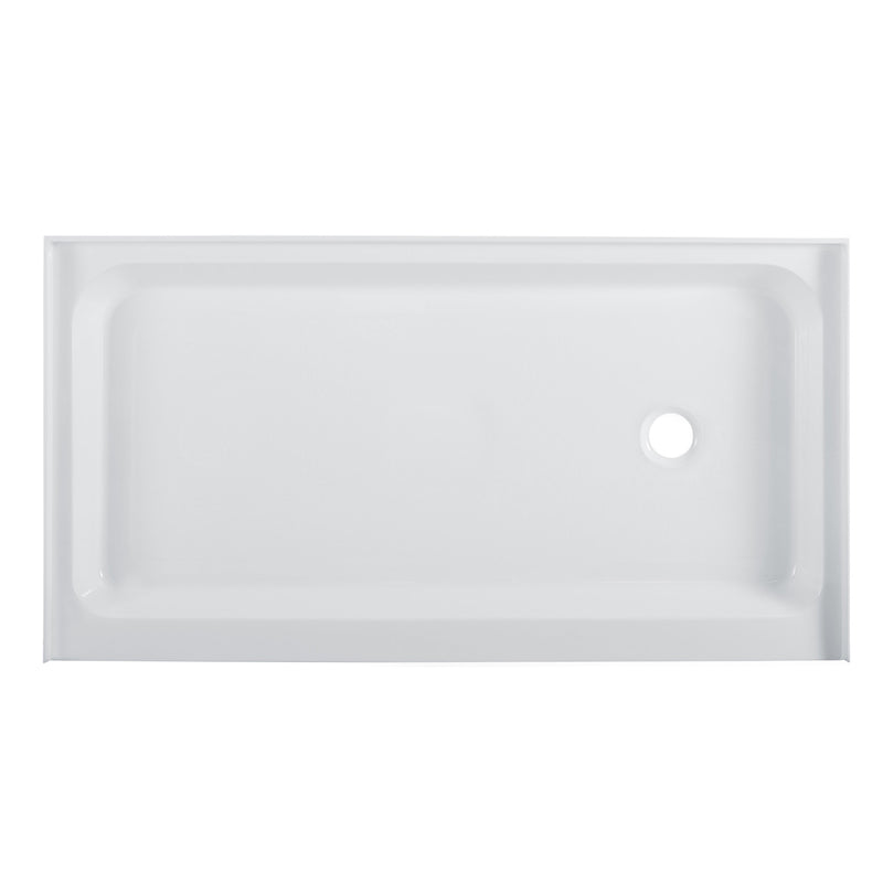 Voltaire 60" x 34" Acrylic White, Single-Threshold, Right Side Drain, Shower Base