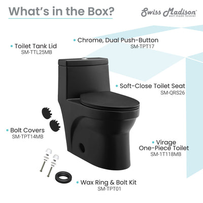 Virage One-Piece Elongated Toilet Vortex Dual-Flush 1.1/1.6 gpf, Matte Black
