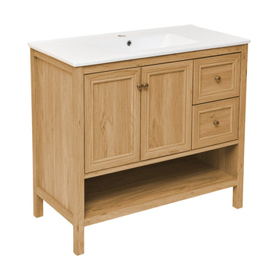 Château 36" Freestanding Bathroom Vanity in Golden Oak with Sink Top