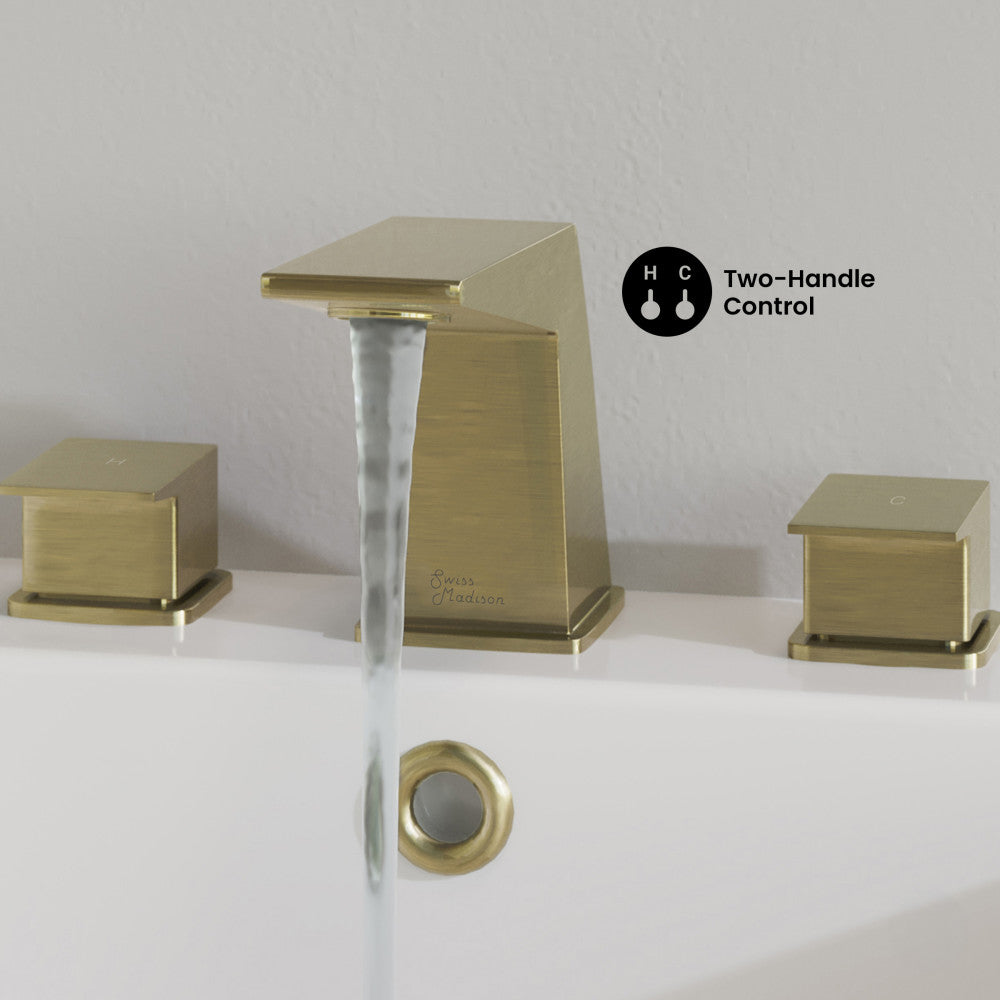 Carre 8 in. Widespread, 2-Handle, Bathroom Faucet in Brushed Gold