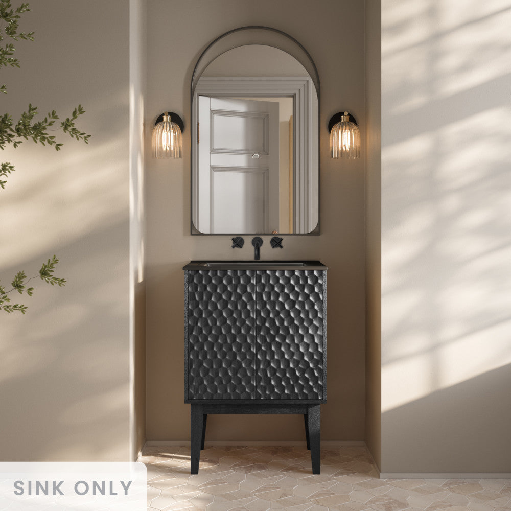 24" Zero Hole Vanity Sink Top in Matte Black