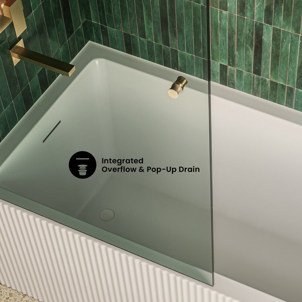 Lafayette 60 x 30 Skirted Left Drain Soaking Apron Bathtub in Glossy White with Integrated Overflow and Drain