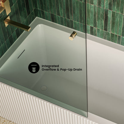 Lafayette 60 x 30 Skirted Left Drain Soaking Apron Bathtub in Glossy White with Integrated Overflow and Drain