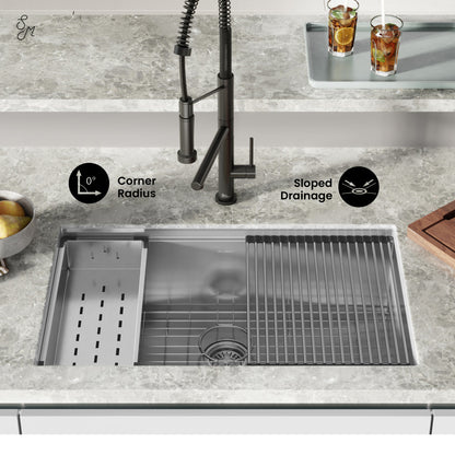 Tourner 32" 18 Gauge Stainless Steel Undermount Kitchen Sink in Matte Black