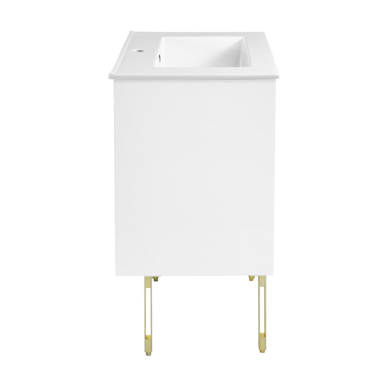 Lumiere 24" Freestanding, Bathroom Vanity in Glossy White and Gold