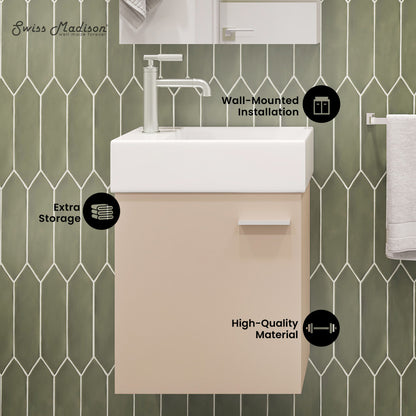 Colmer 18" Wall-Mounted Bathroom Vanity in Sandstone