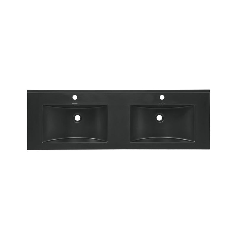 48" Double Basin Vanity Sink Top in Matte Black