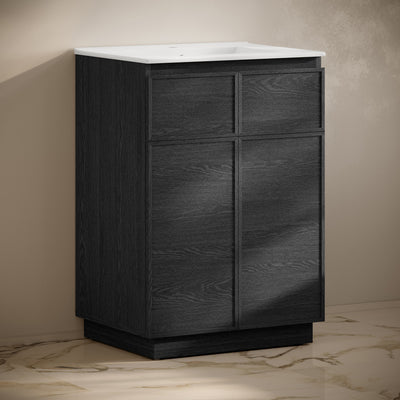St. Tropez 24" Freestanding Bathroom Vanity in Black Oak with Sink Top